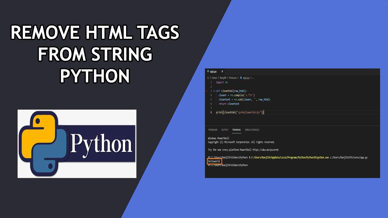'Video thumbnail for Remove Html Tags from String using Python'