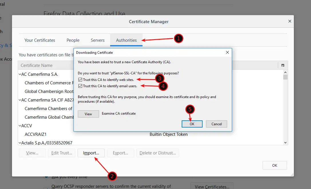 PFSENSE Import config file. Enable ssl