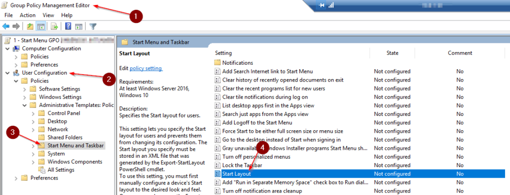 Customize Windows 10 Start Layout with Group Policy