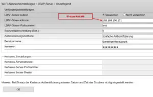 Prinnter LDAP Settings