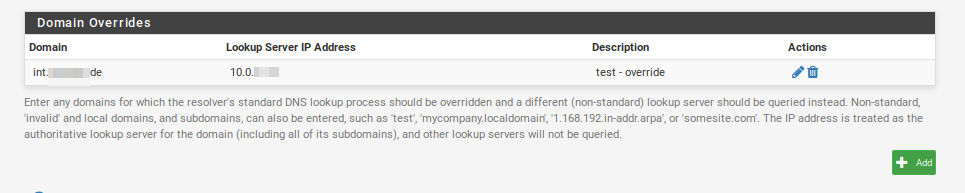 pfSense Domain Override