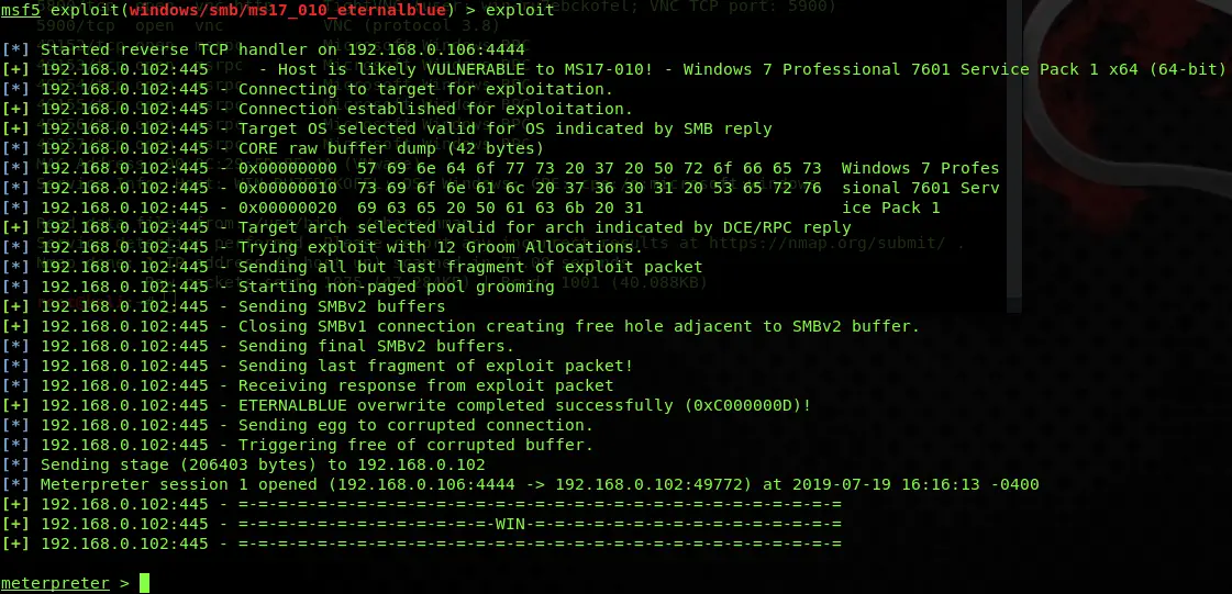 Metasploit ms07-010exploit