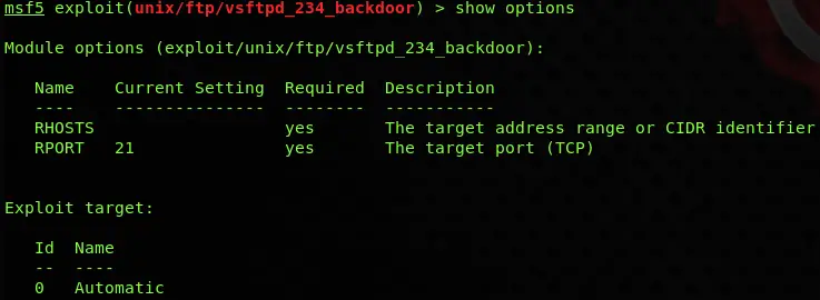Metasploit ftp_options