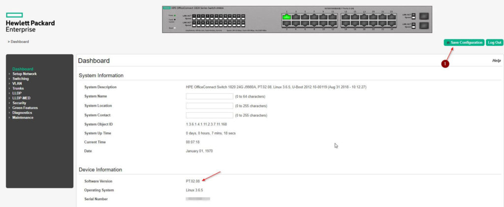 Update HP 1820-24G Firmware