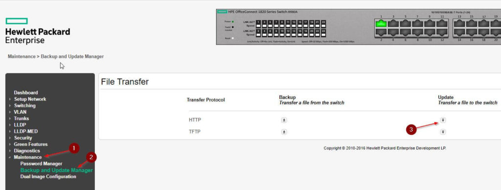 Update HP 1820-24G Firmware