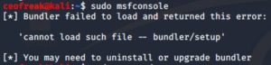 msfconsole cannot load bundler
