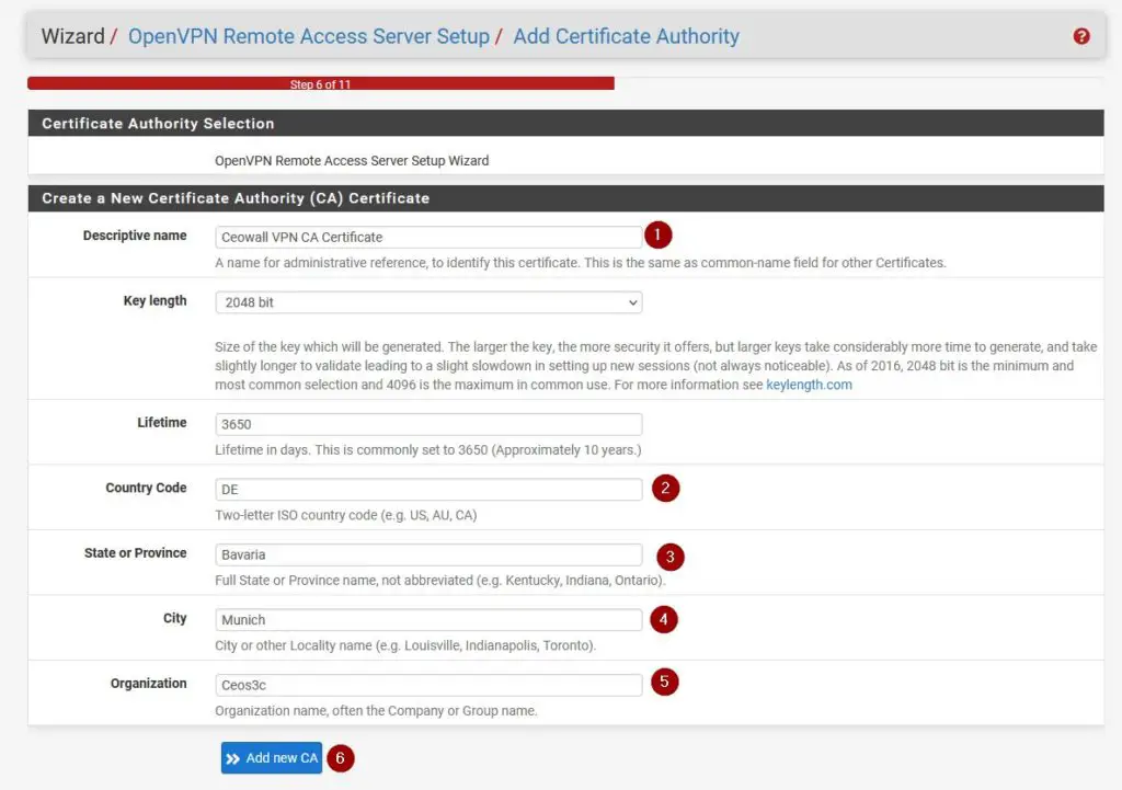 Creating a Certificate Authority on pfSense