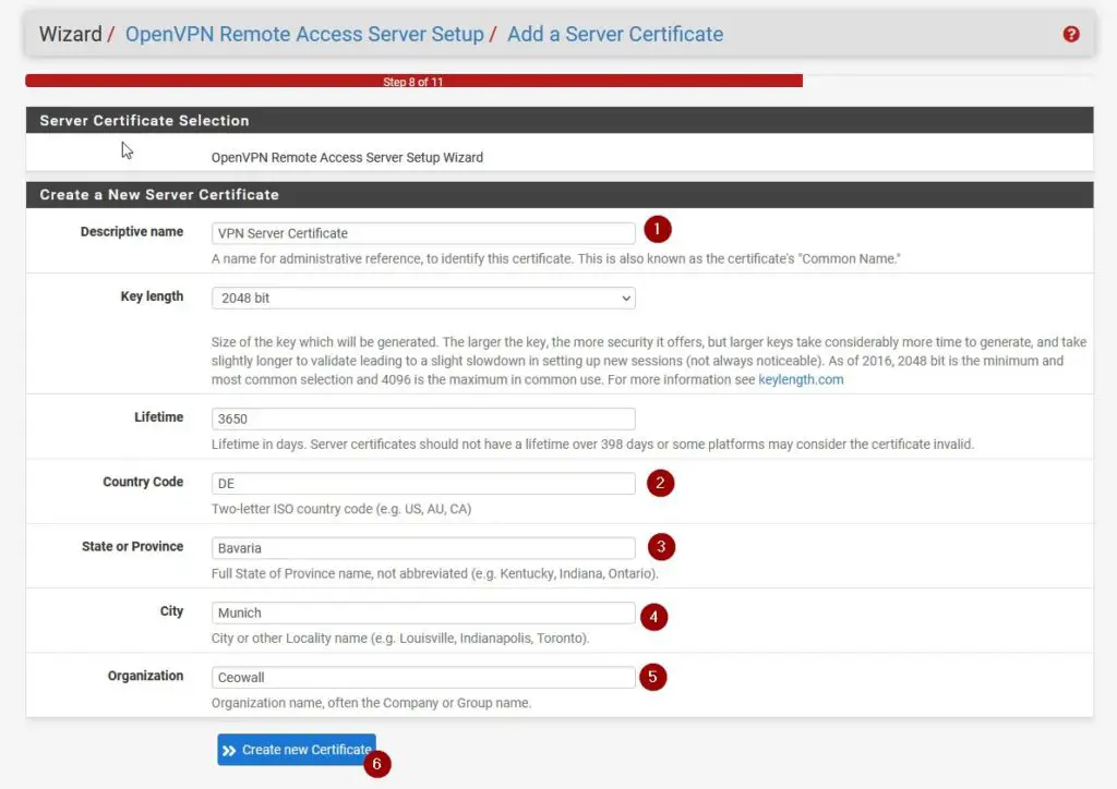 OpenVPN Server Certificate on pfSense