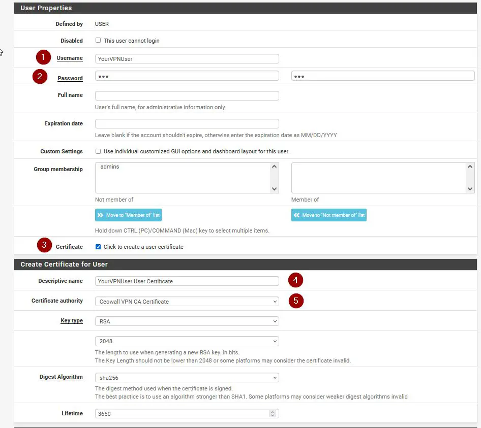 Creating a VPN User