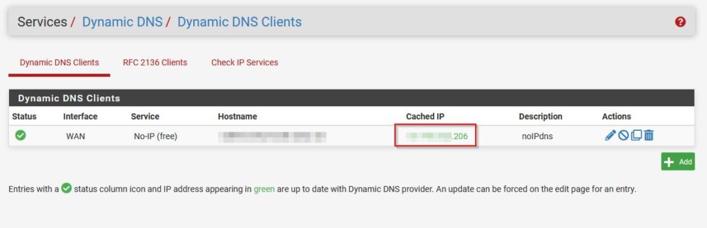 pfSense DYNDNS Settings