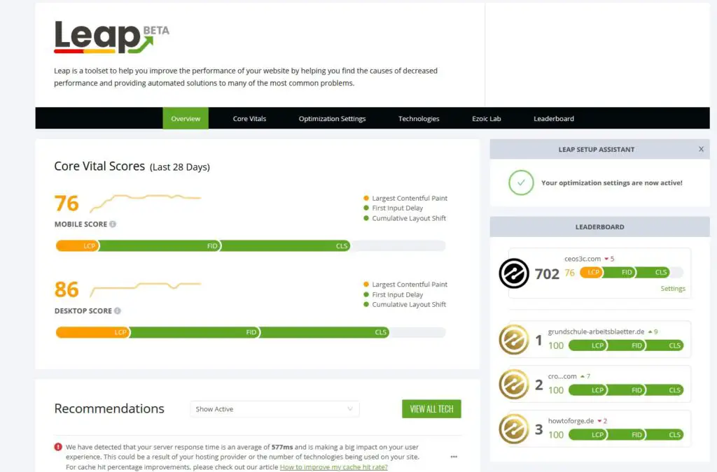 Leap Dashboard