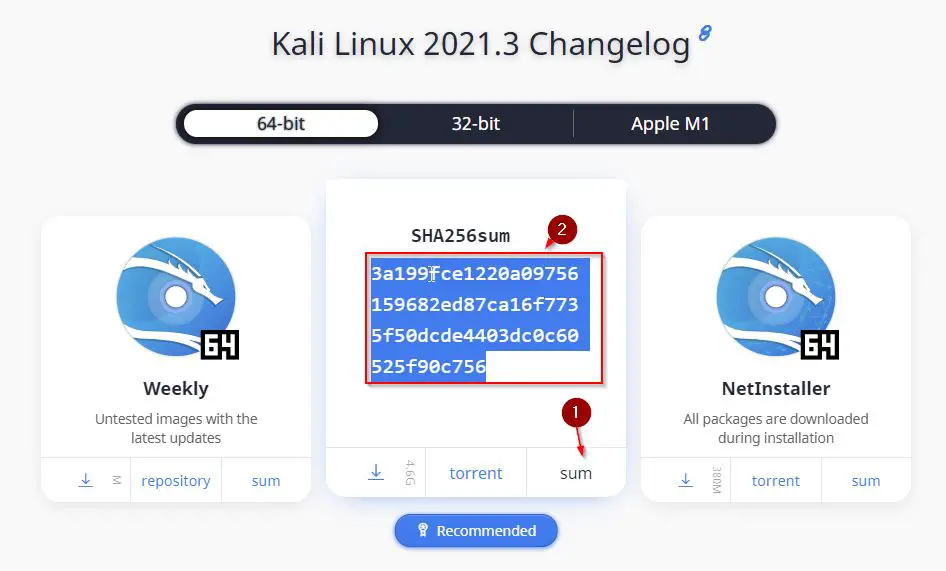 Checking Kali Linux SHA256sum
