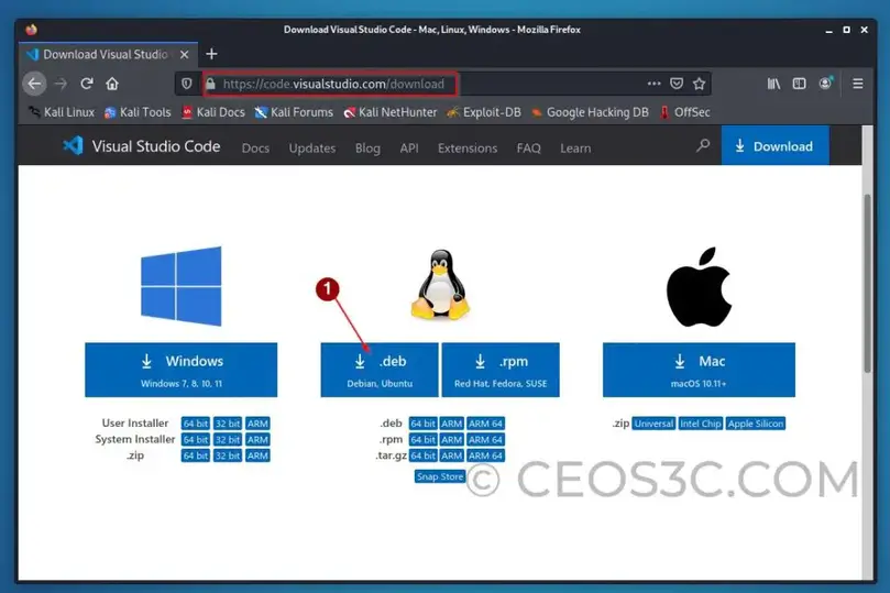 Downloading VSCode on Kali Linux