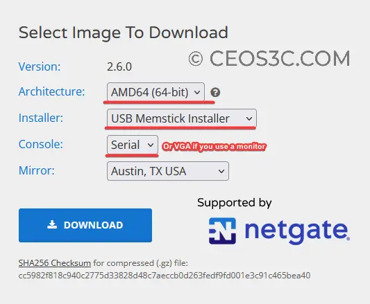 Download the pfSense Image