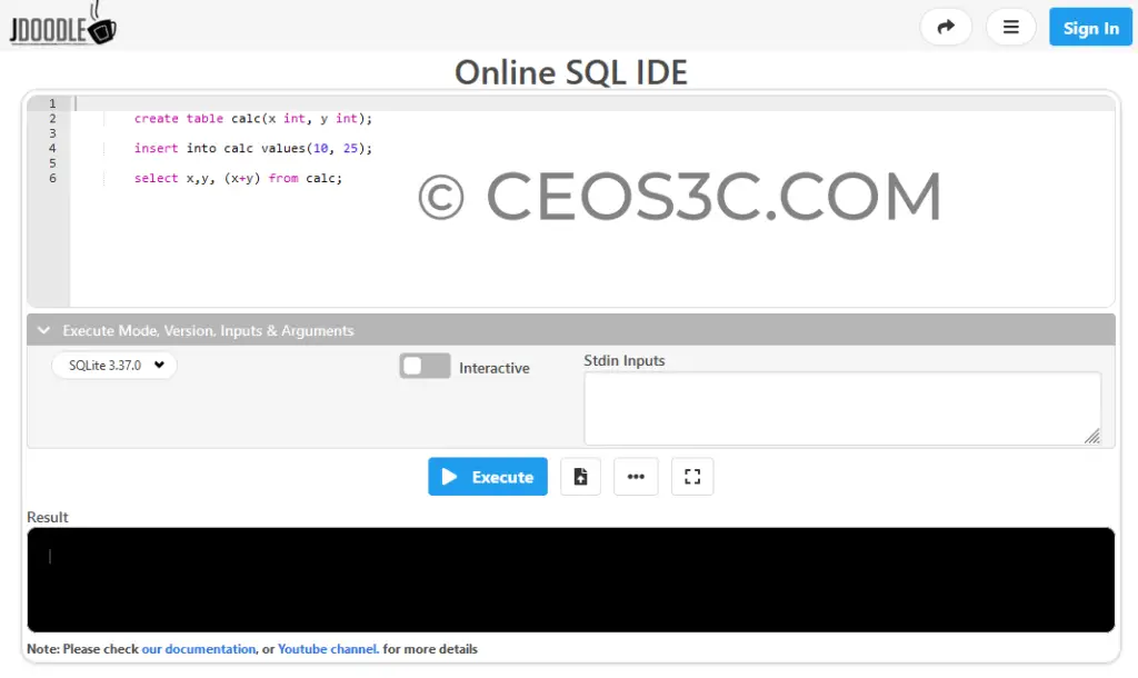 Online SQL Editor