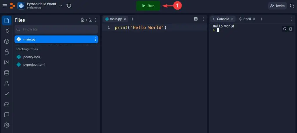 Running the Python Hello World Program