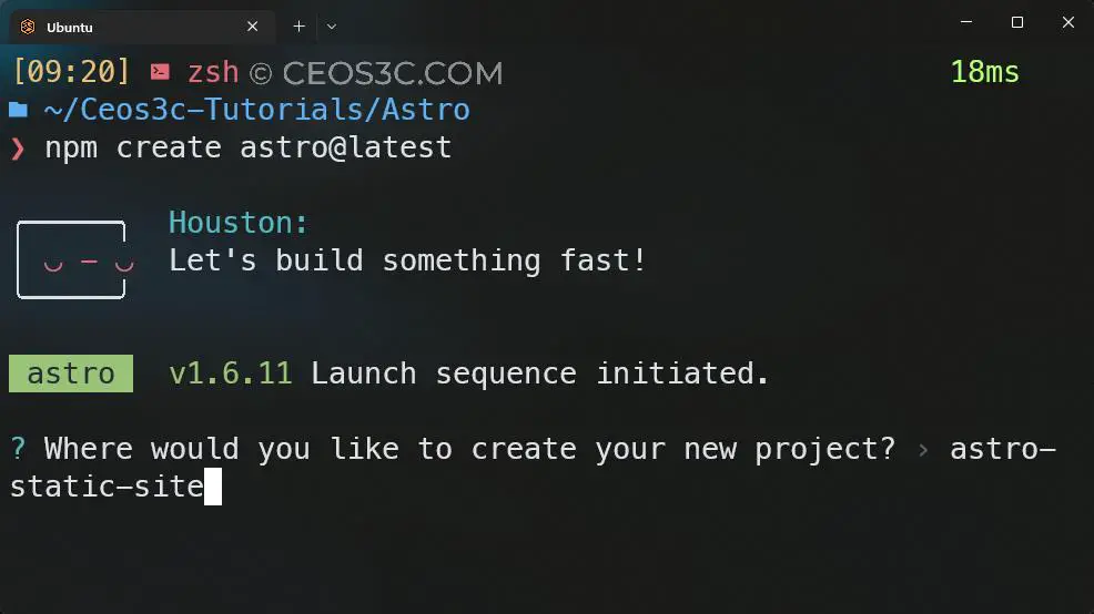 Create a new Astro JS Project