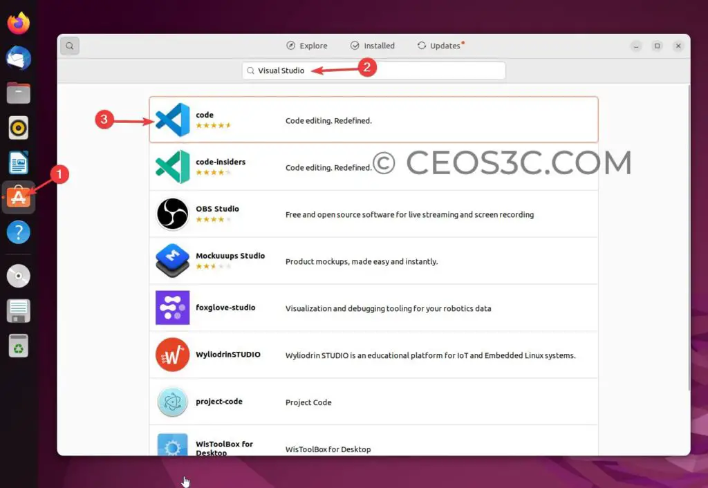 Install VS Code on Ubuntu using Ubuntu Software Center