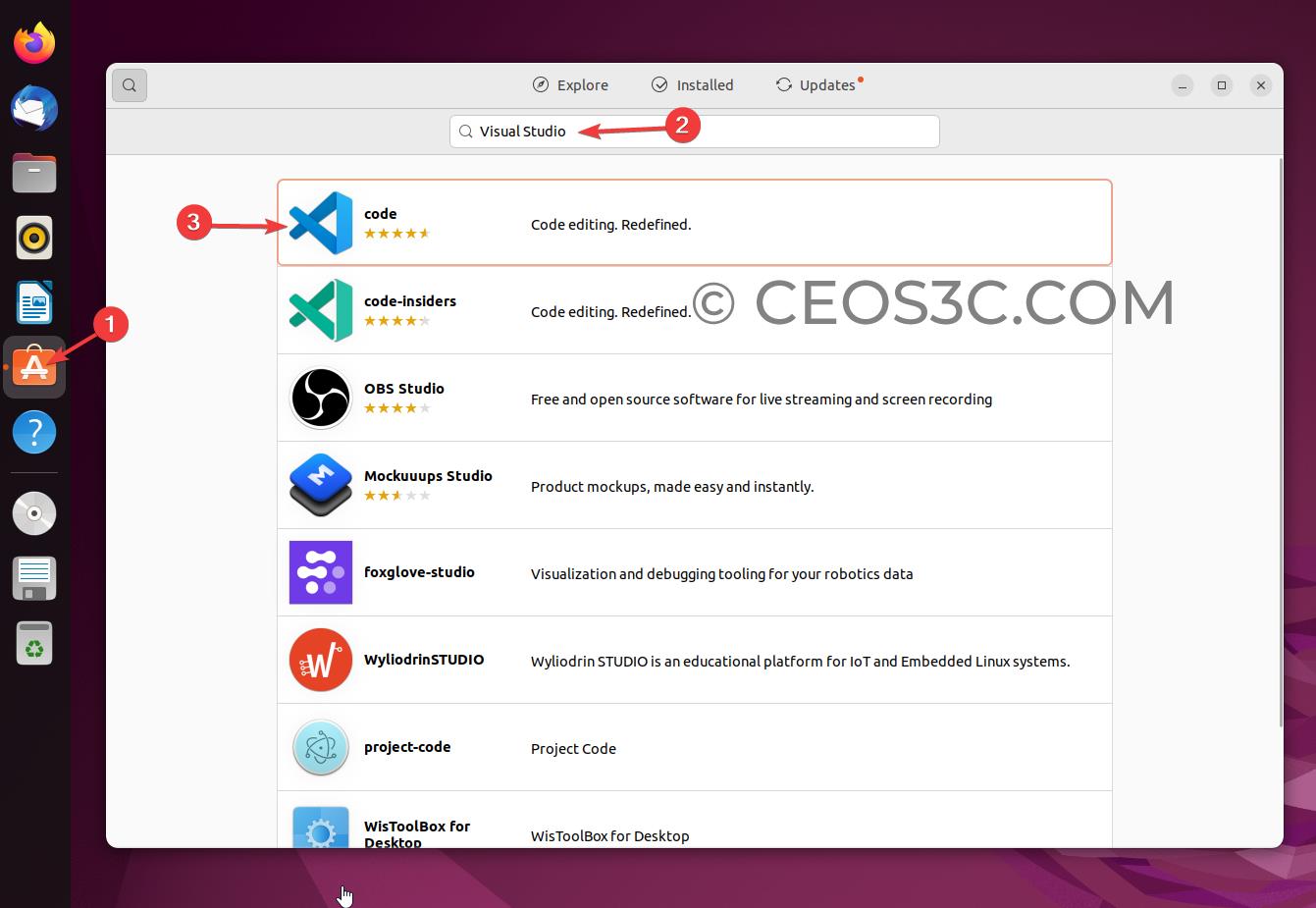 Install VS Code on Ubuntu using Ubuntu Software Center