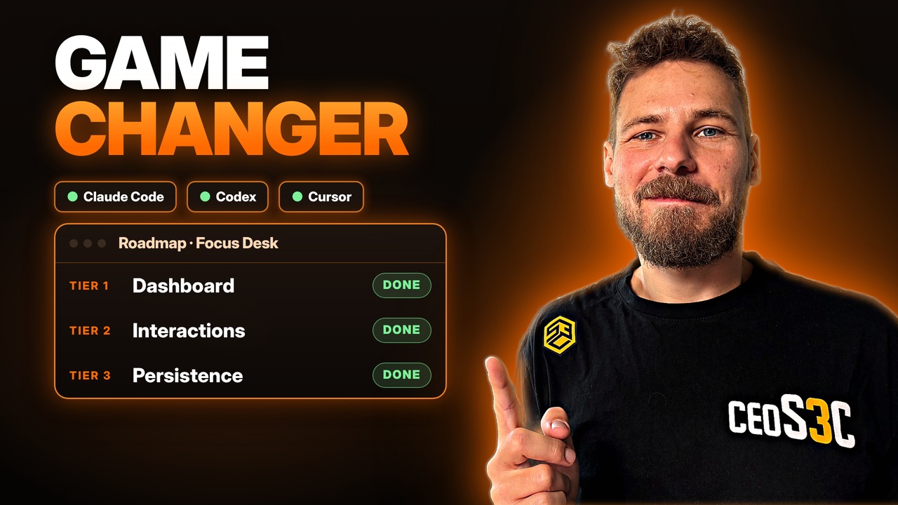 Stefan Rows beside an AI coding workflow roadmap with three completed tiers and the words GAME CHANGER.