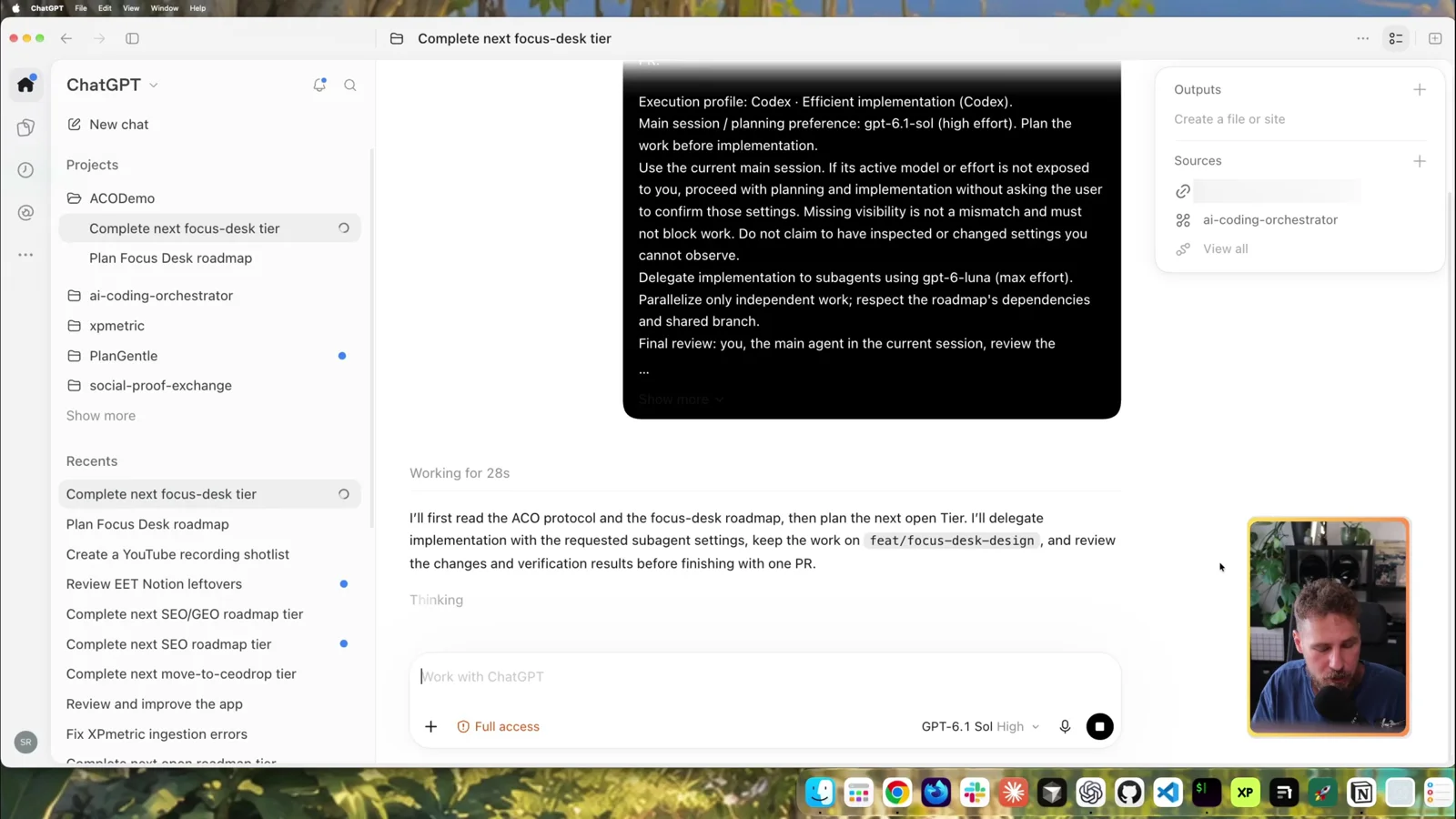 The execution profile appended to the continue prompt in Codex