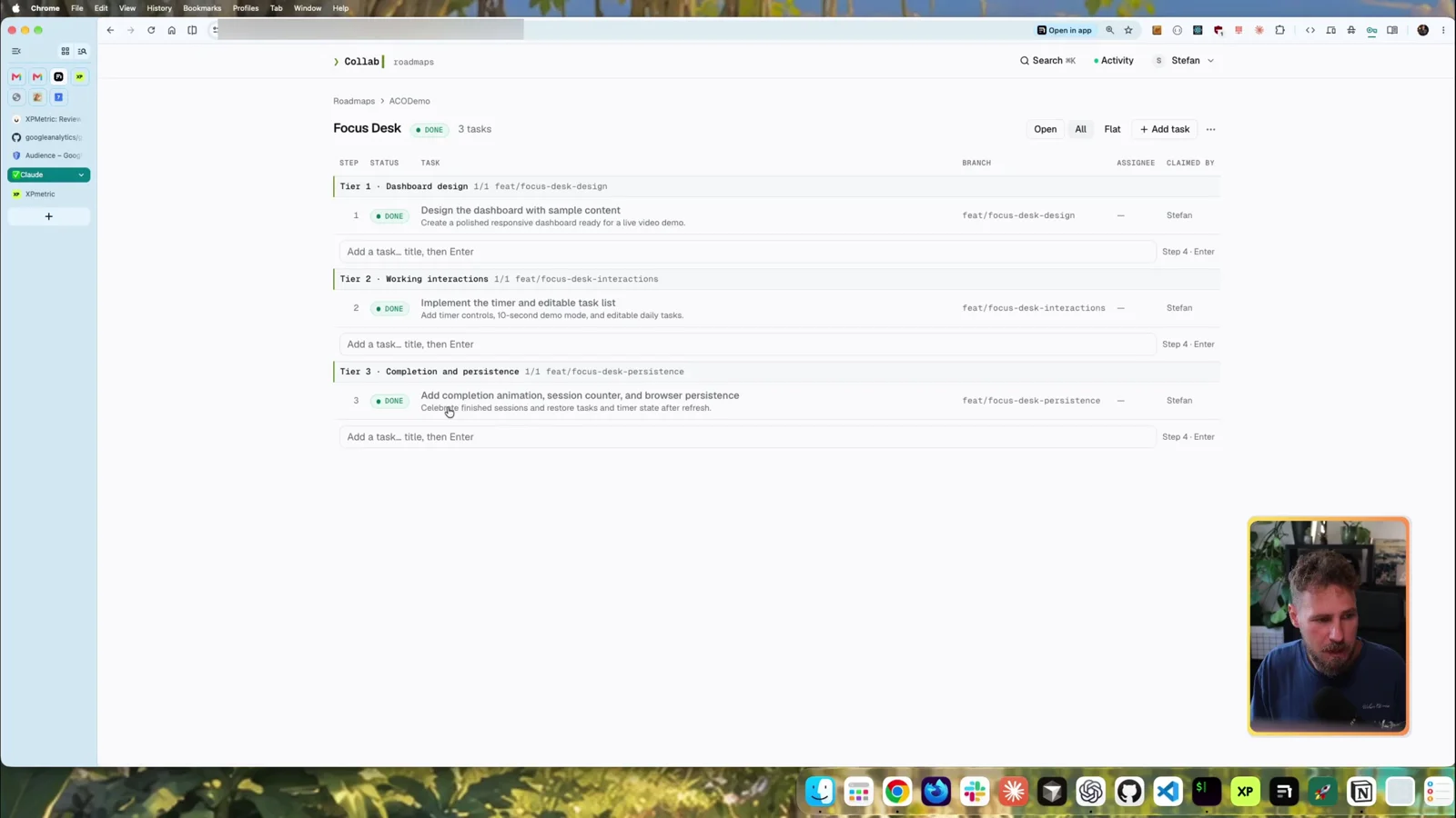 The finished Focus Desk roadmap: all three tiers done